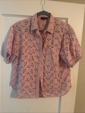 J. Crew Light Pink Eyelet Cotton Shirt
